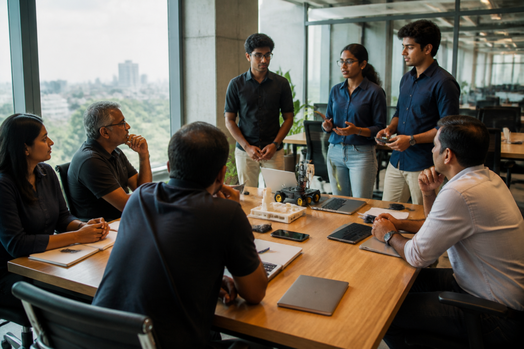 Tamil Nadu startup funding meeting with founders and investors in a Chennai office