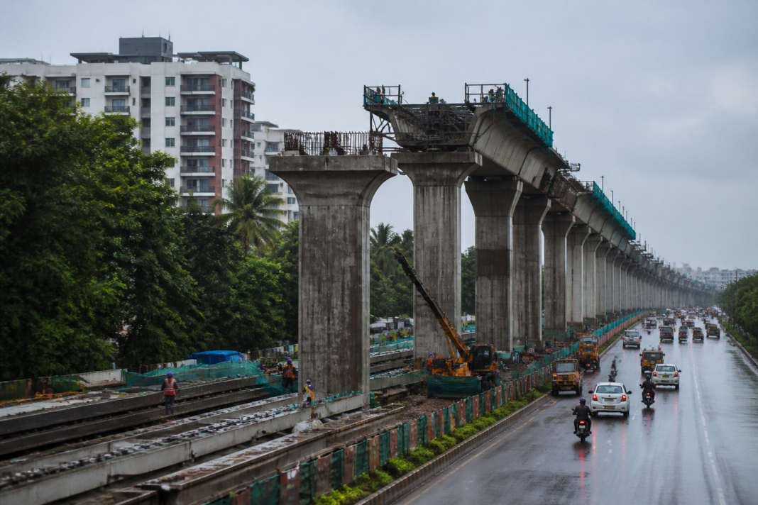 Kochi Metro Phase II construction corridor near Kakkanad and Palarivattom