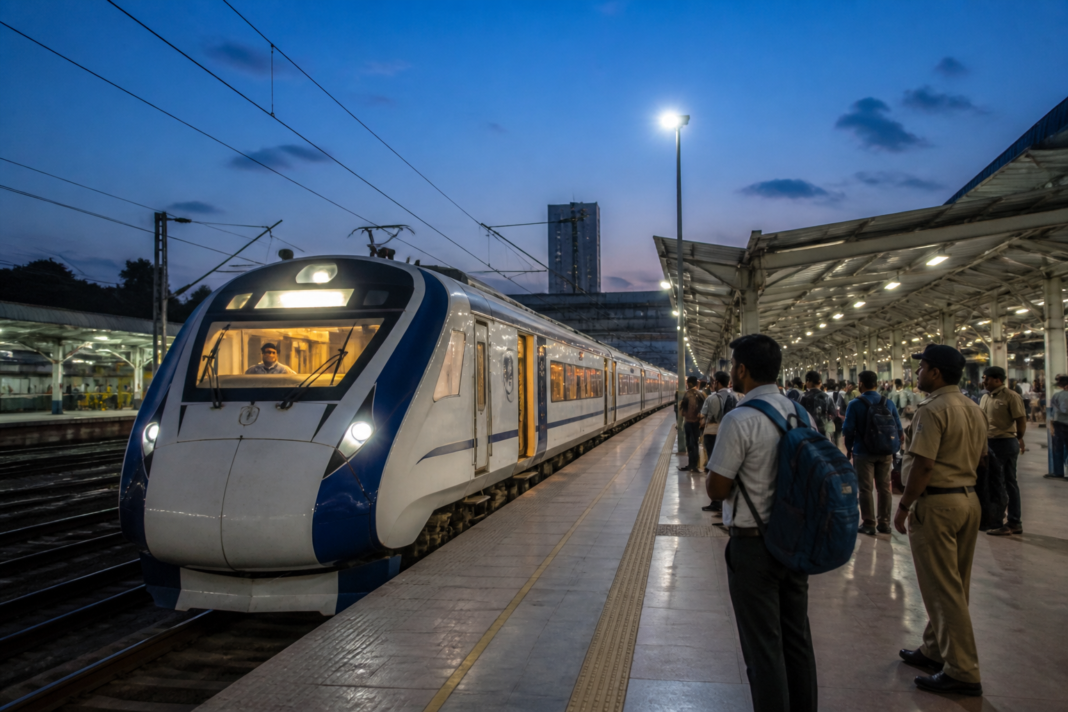 Bengaluru Mumbai Vande Bharat sleeper train concept at SMVT Bengaluru station