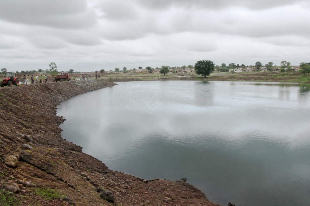 Hirekere lake in Gadag filled with rainwater after community-led rejuvenation