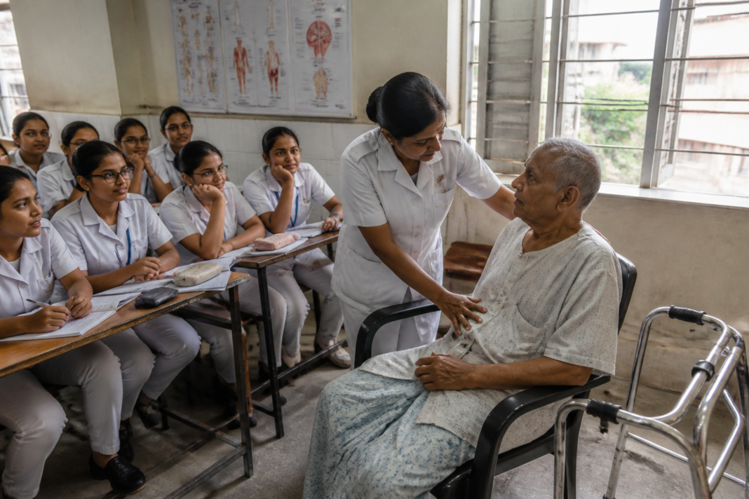 Elderly care training for nurses at a Kolkata government hospital
