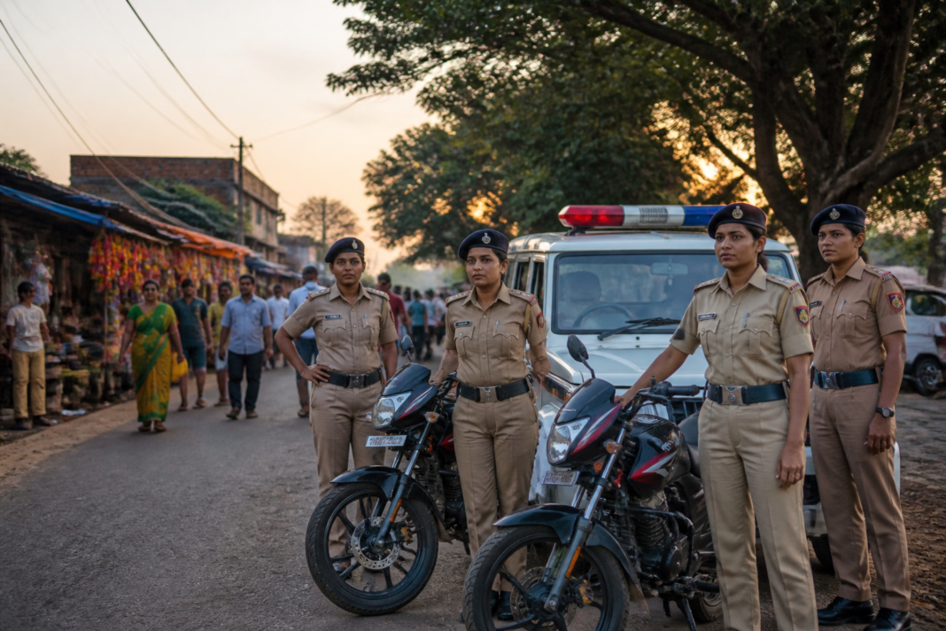 Jhargram Durga Squad women police officers conducting a district patrol in West Bengal