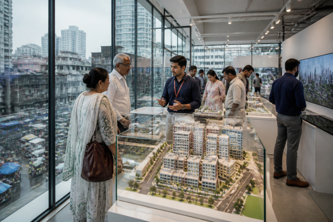 Dharavi redevelopment Experience Centre near BKC showcasing future homes and neighbourhood plans.