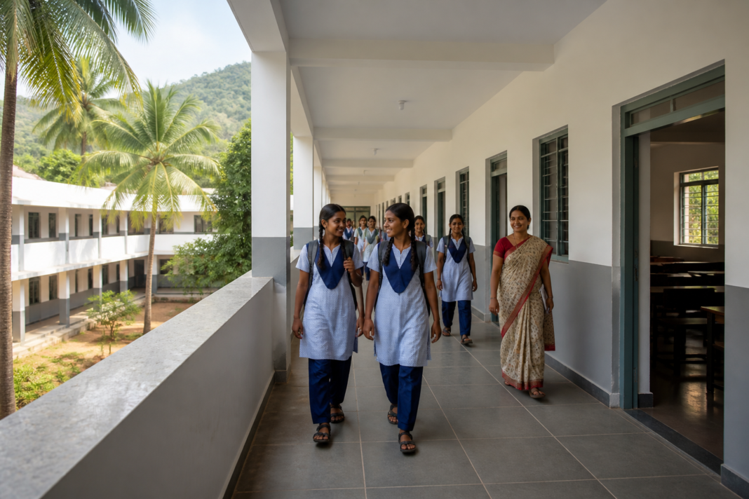 Visakhapatnam school renovation improves safety at Government Queen Mary’s Girls’ High School.
