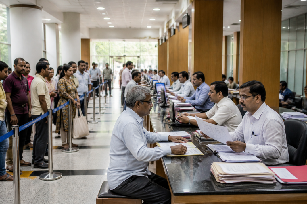 NDMC employee code displayed at a New Delhi civic office