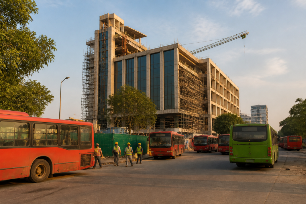 Planned Delhi DTC building at the IP Estate Bus Depot in New Delhi