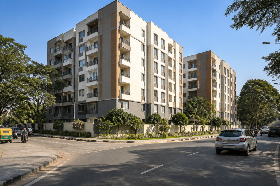 New Bengaluru police housing complex near Anand Rao Circle with multi-storey residential blocks.