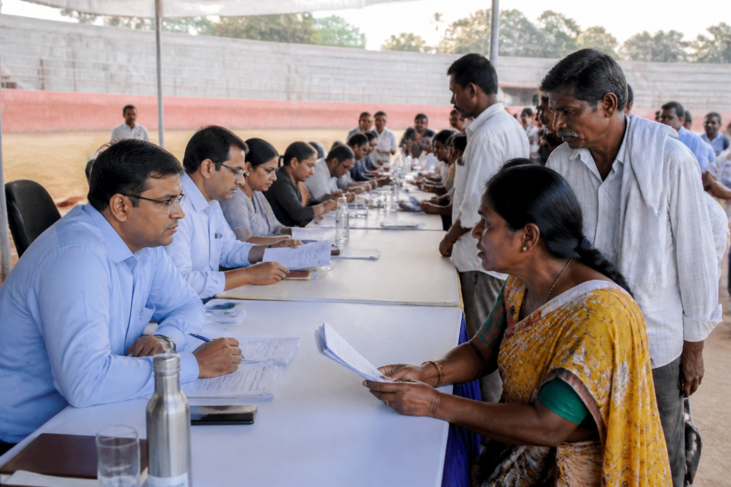 Prajaseve campaign grievance hearing at a public stadium in Piriyapatna, Karnataka