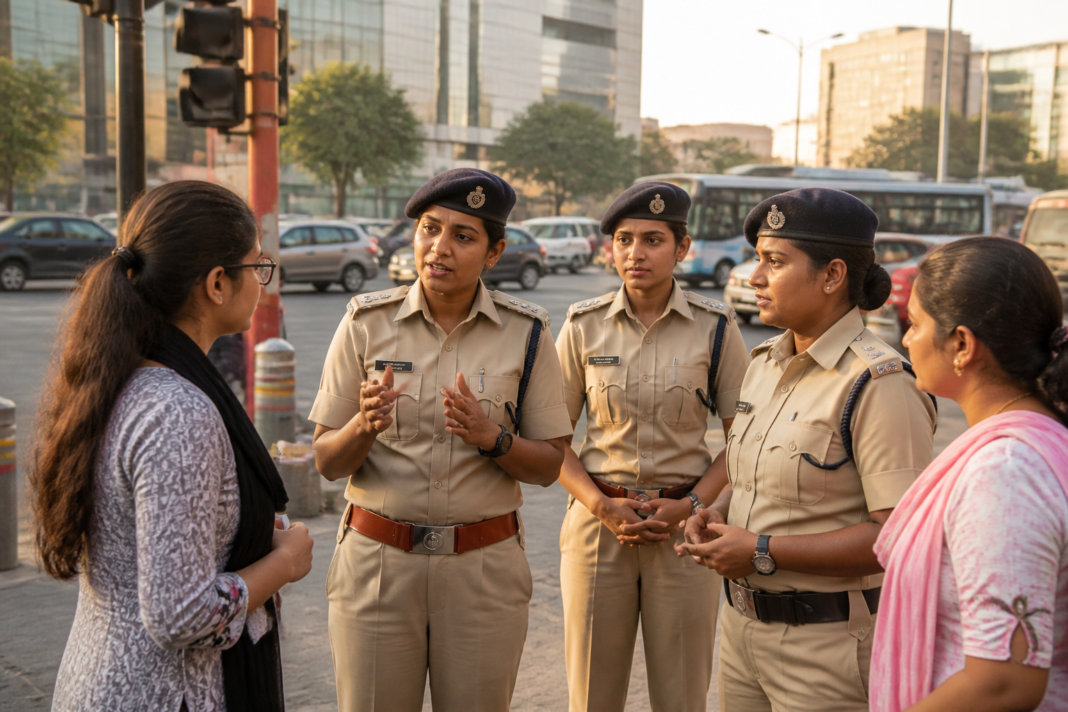 Cyberabad SHE Teams conducting a women safety awareness drive in Hyderabad