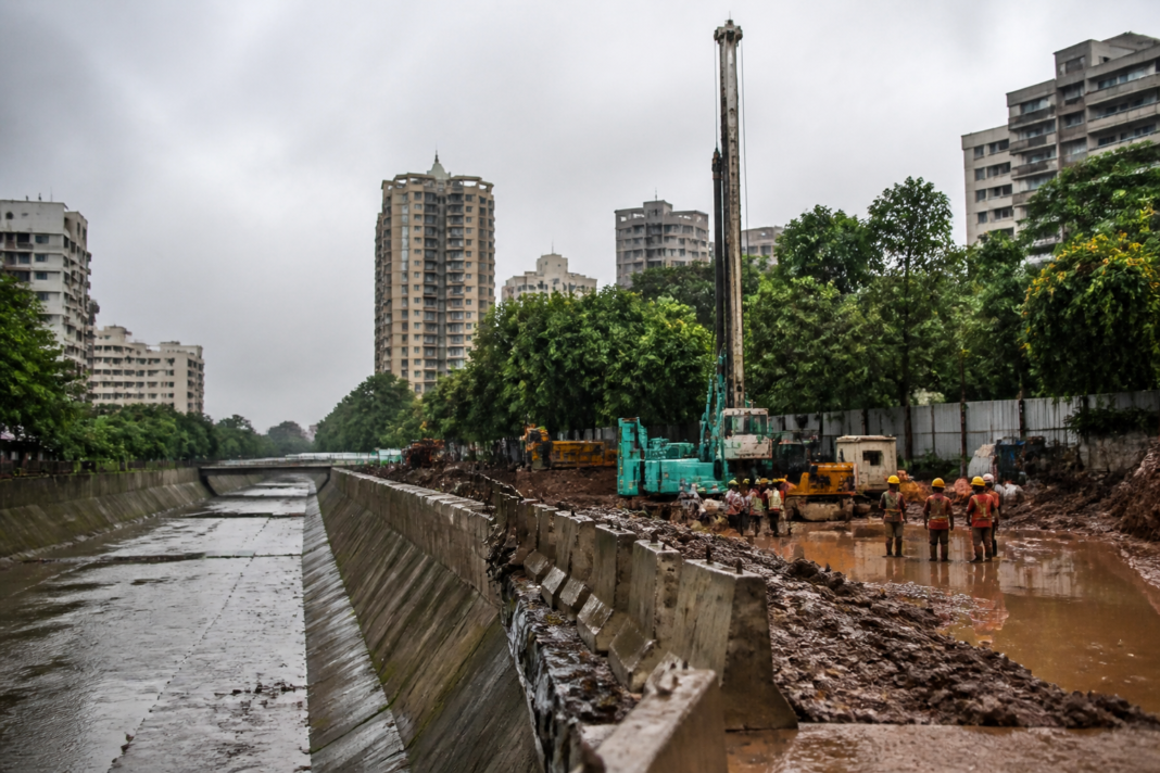 Mogra pumping station project site in Andheri, Mumbai, linked to monsoon drainage and waterlogging.