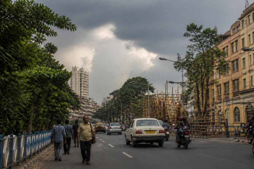 Kolkata weather forecast showing a cloudy city sky before Durga Puja
