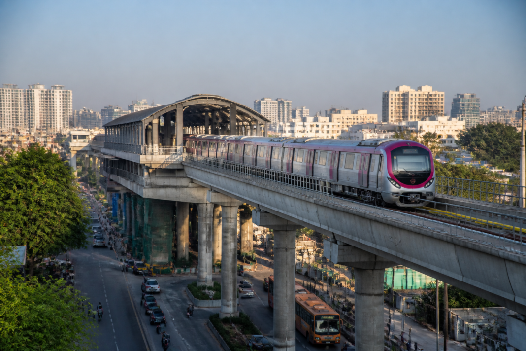 Bengaluru Pink Line elevated metro corridor approaching final safety inspection