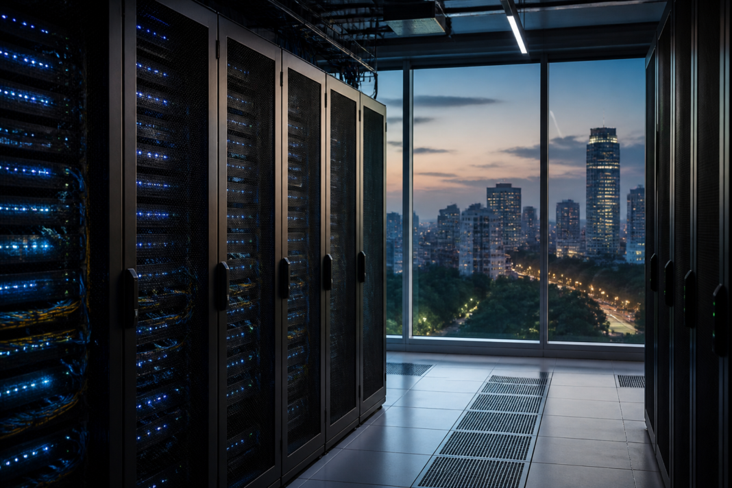 Claude AI inference in India visualised through a Bengaluru data centre and enterprise AI infrastructure.