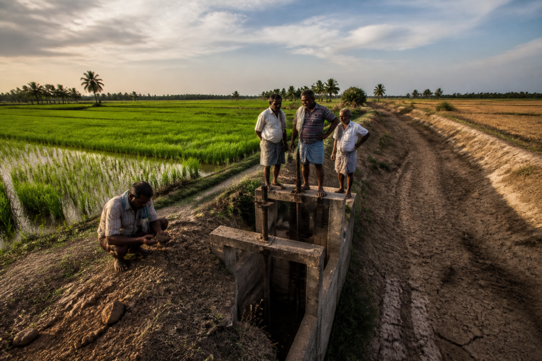 Cauvery delta farmland in Tamil Nadu affected by the water dispute