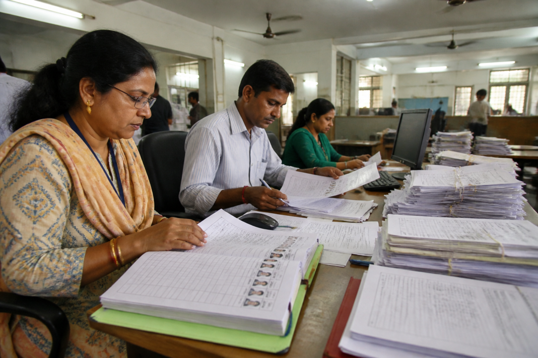 Form 7 applications Telangana electoral roll revision documents at a Hyderabad election office
