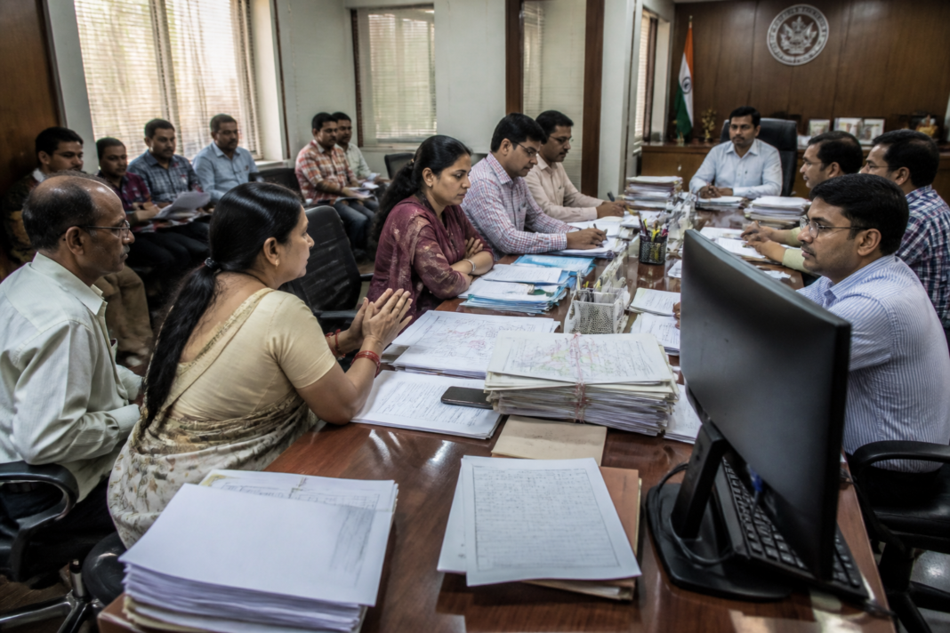 Cyberabad Municipal Corporation officials hearing citizen grievances during a Prajavani session