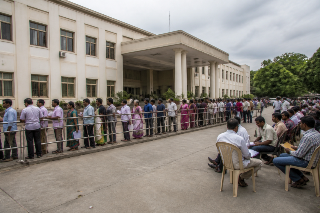 Warangal Collectorate building during a public grievance programme linked to a land dispute