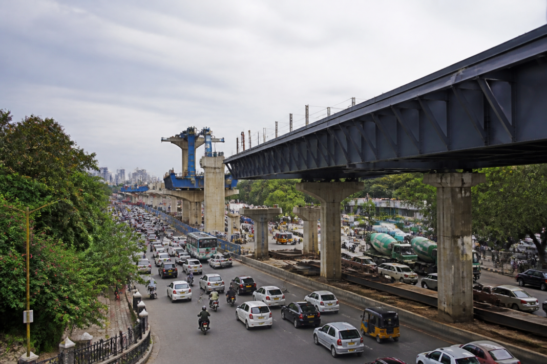 KBR Park steel flyover route near Hyderabad junctions and surrounding green cover