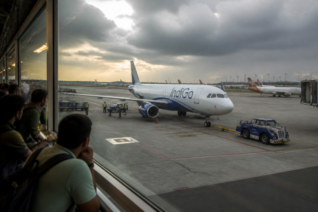 IndiGo aircraft at an airport as the airline raises its fuel surcharge