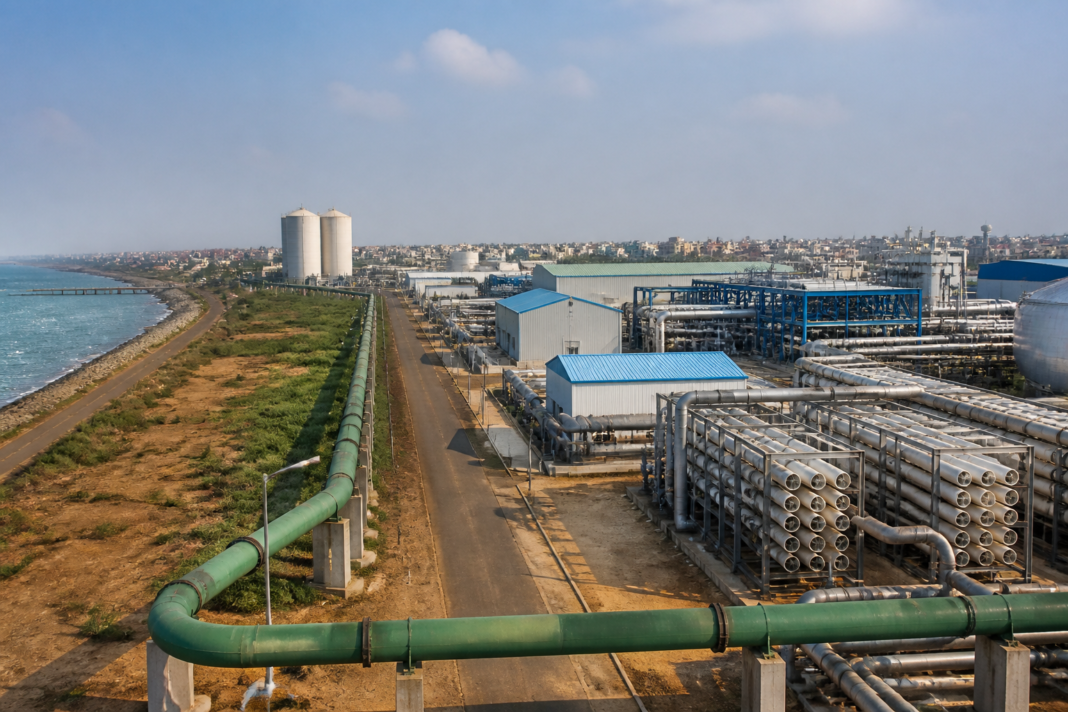 Nemmeli desalination plant supporting Chennai water supply amid falling reservoir storage
