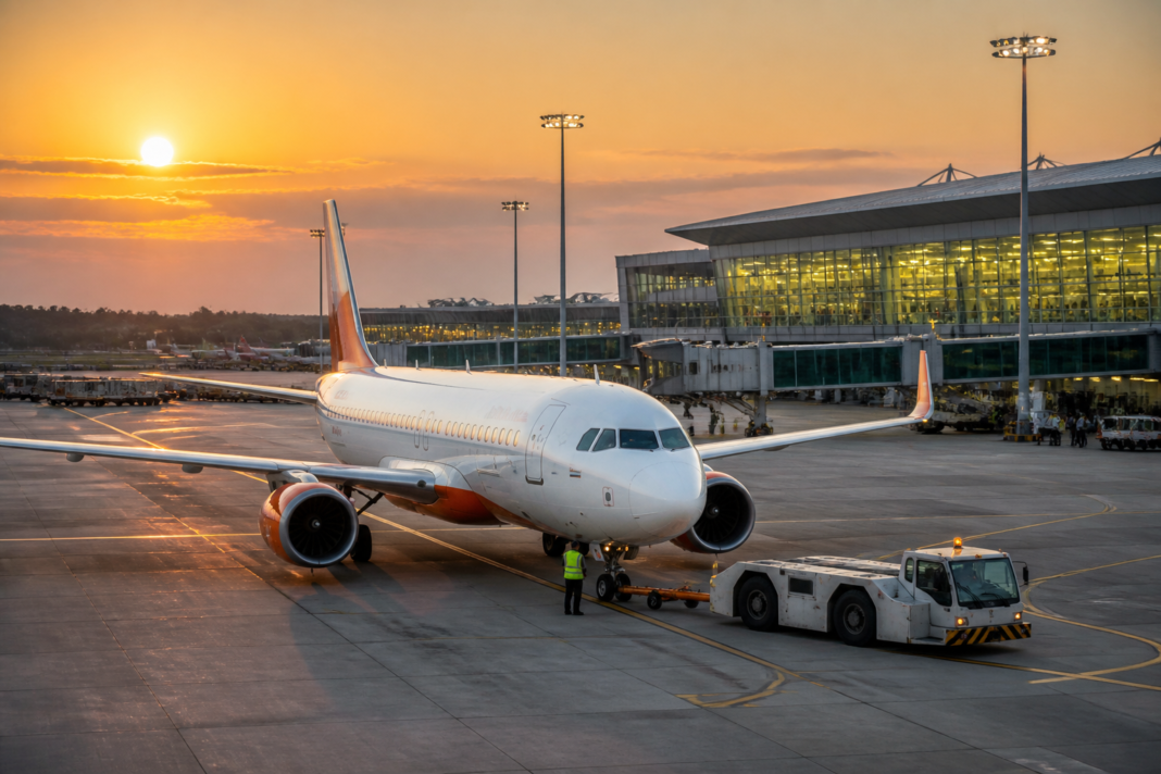Air India Express aircraft at Chennai airport amid limited Chennai flights