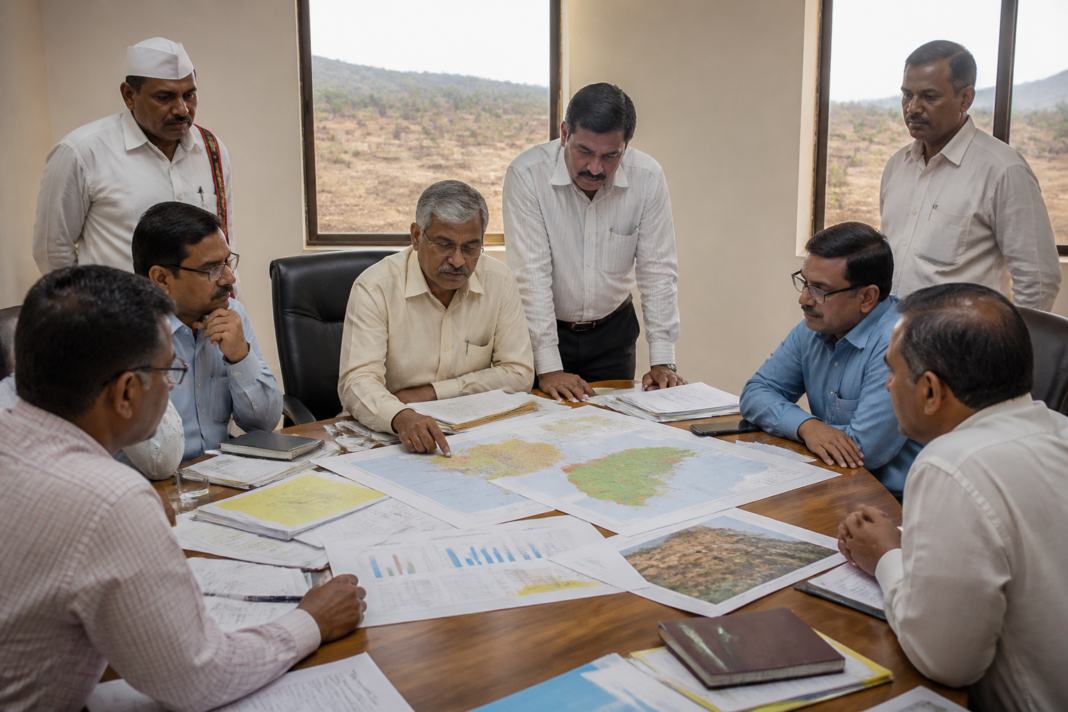 Telangana drought assessment officials reviewing water and rainfall conditions in the state