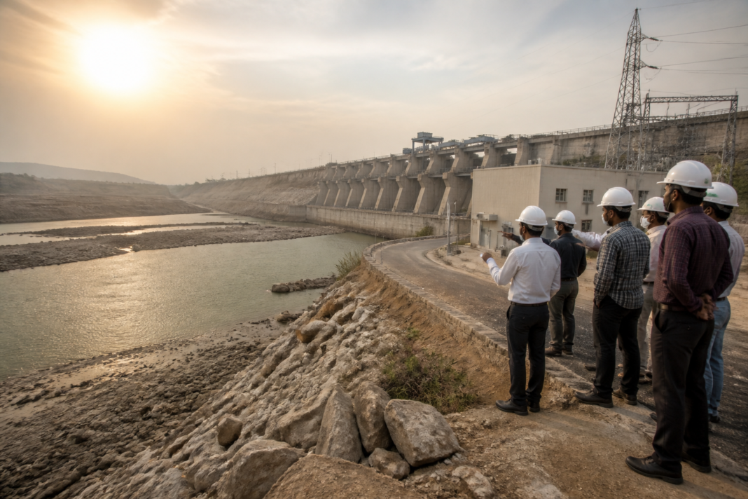 Telangana power supply infrastructure at the Pulichintala hydel power generation centre.
