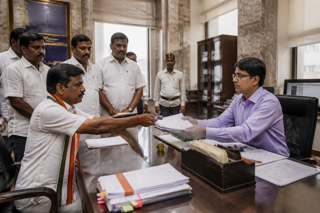Dharapuram poll expenditure dispute involving an Election Commission complaint in Tamil Nadu