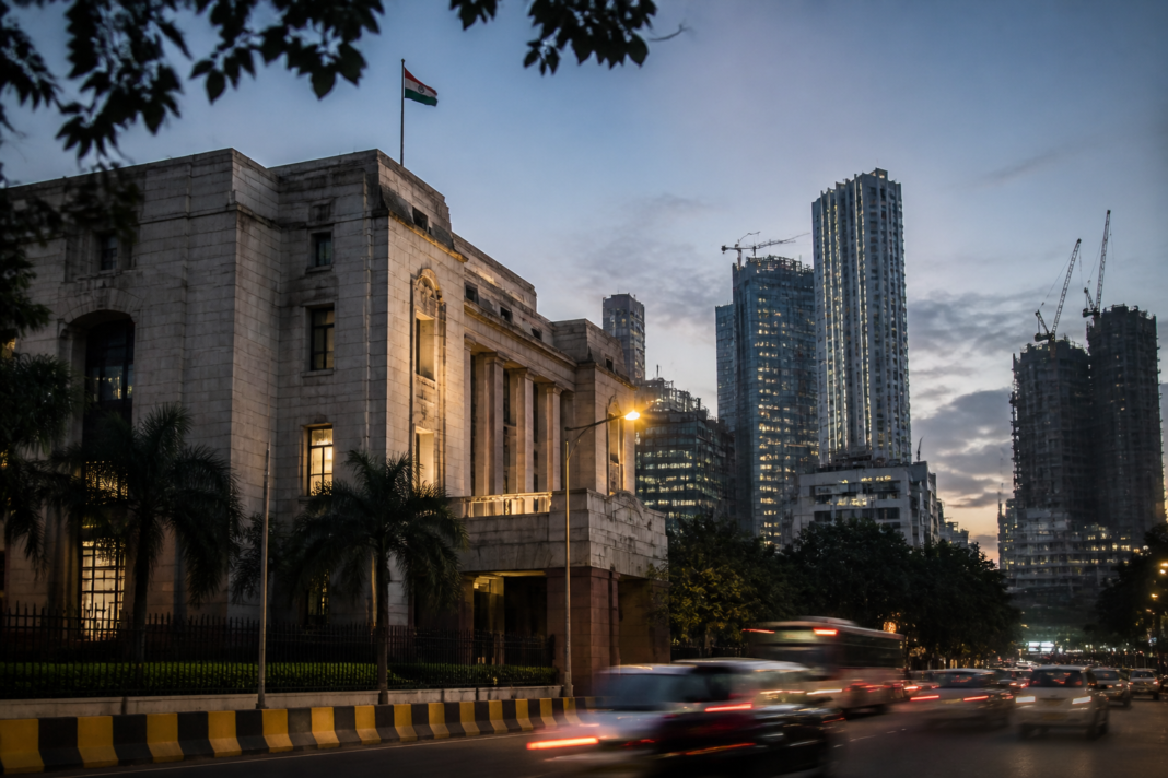 RBI repo rate decision represented by India's central bank building and urban financial district