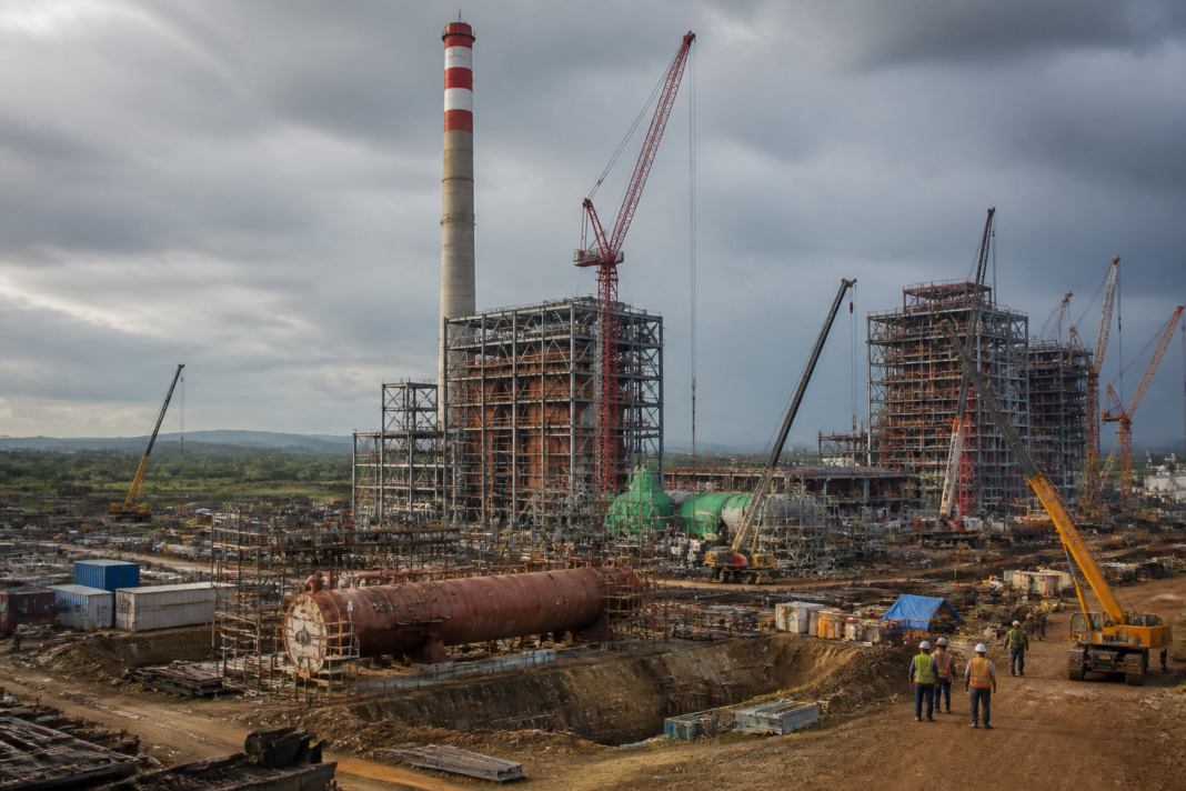 Chandrapura thermal power plant project equipment and construction activity in Jharkhand