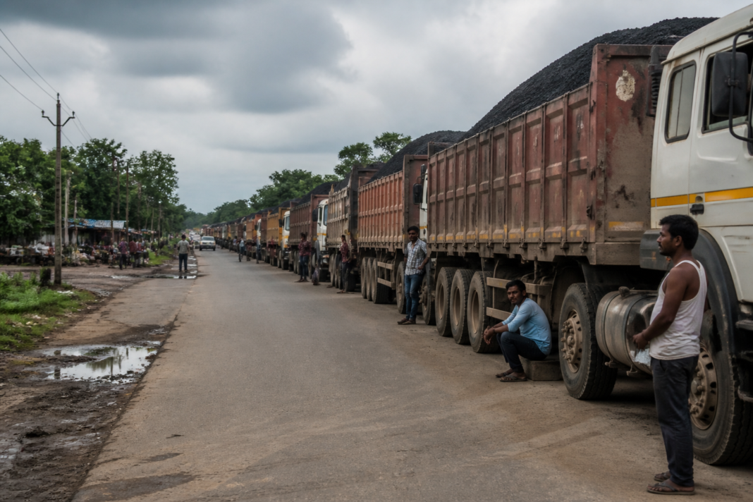 Petroleum coke trucks halted near the Assam-West Bengal border