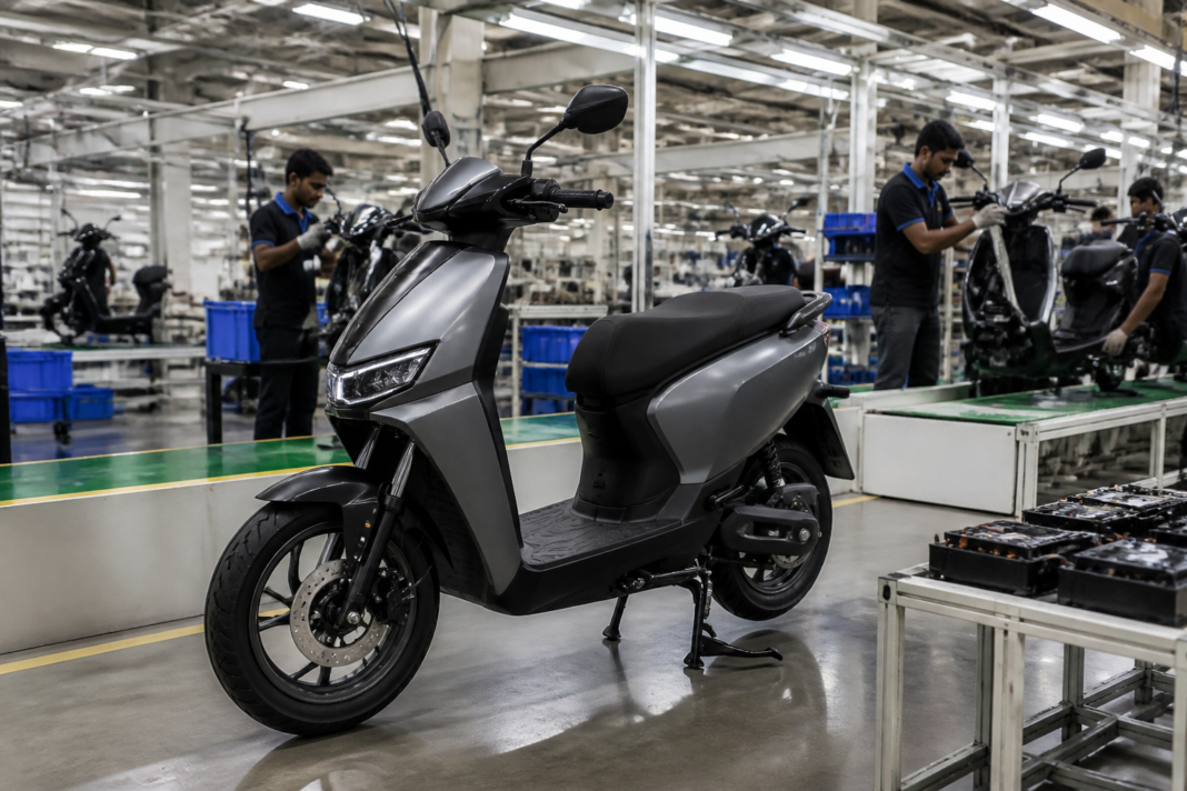 E3 Trion electric scooter at the company's Hyderabad manufacturing facility