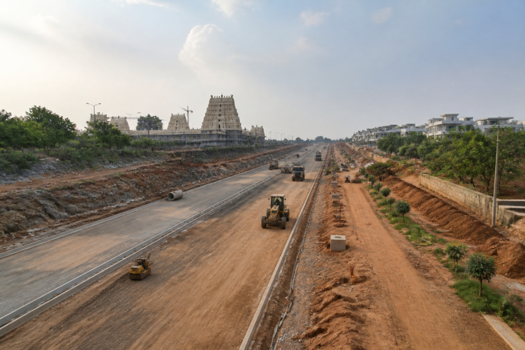 Musi Riverfront Project road corridor near Manchirevula with temple construction plans