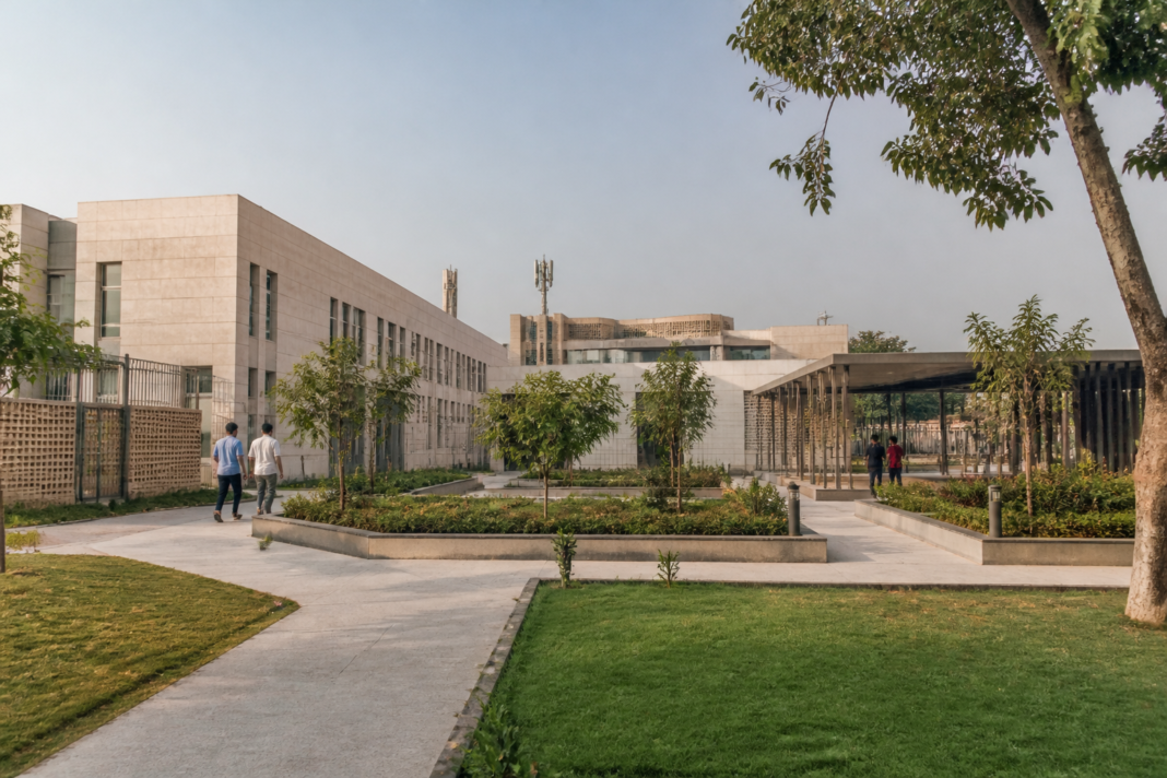 Proposed Delhi juvenile justice complex concept showing a secure child-friendly urban care campus.