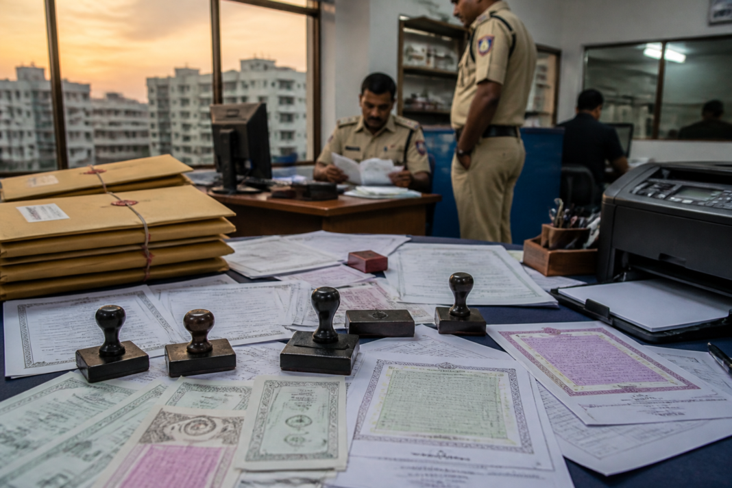 Malkajgiri land fraud investigation involving forged property documents and police-seized stamps