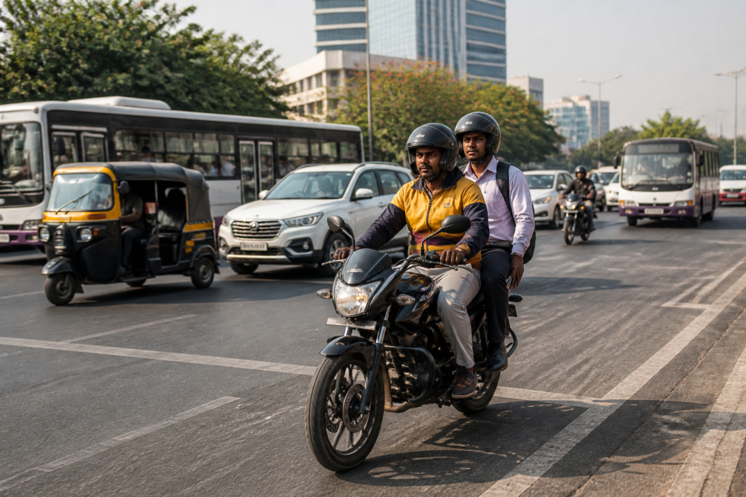 Pune bike taxis carrying commuters through congested city traffic for last-mile travel
