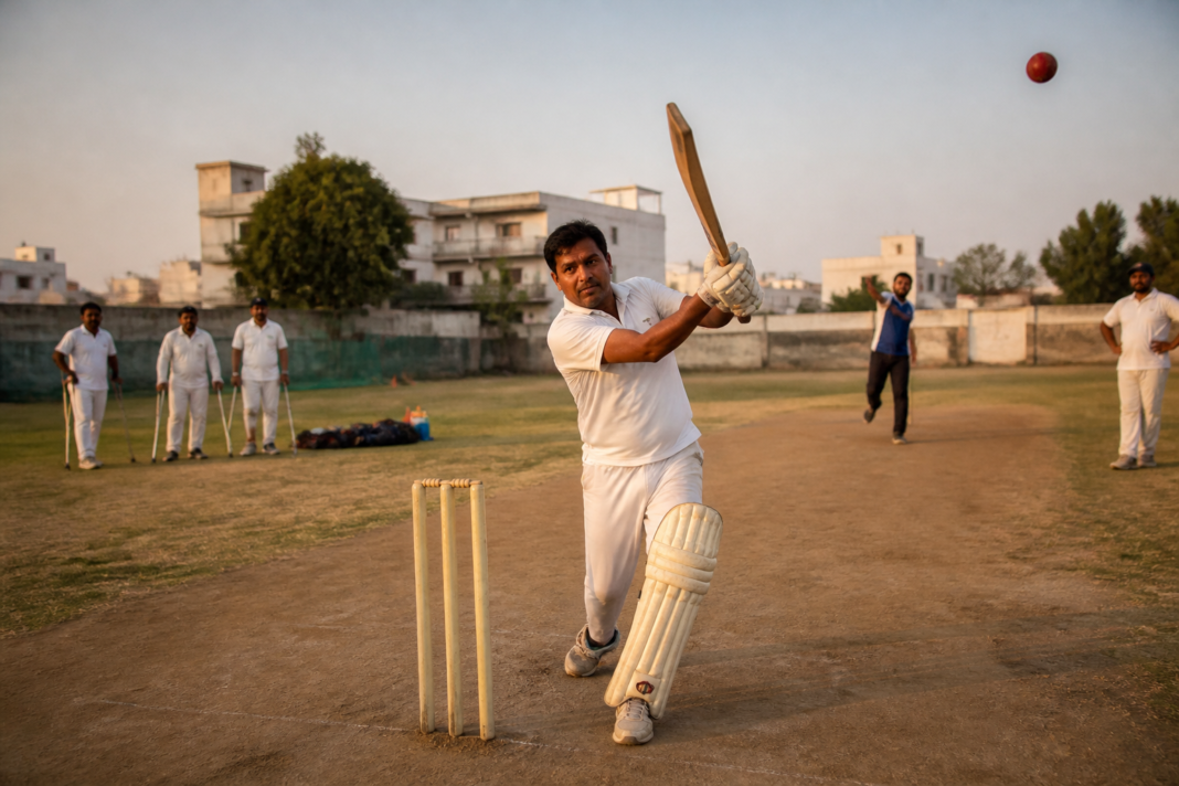 Disabled cricketers in Gujarat training on a local cricket ground