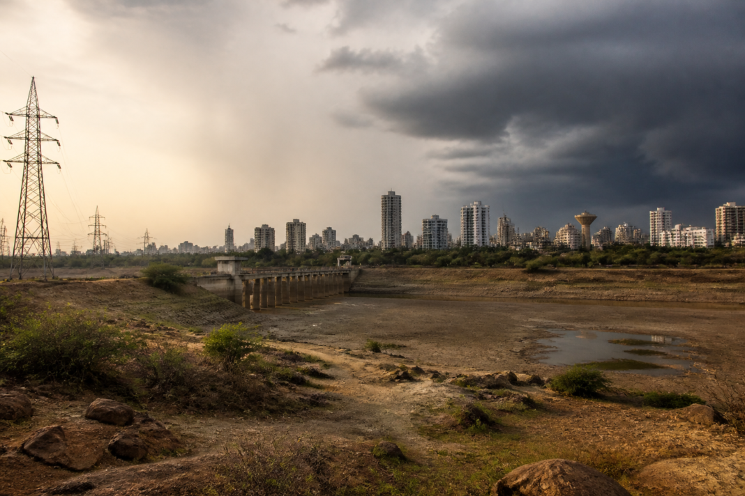 El Nino forecast showing a drought-hit urban landscape under intense heat