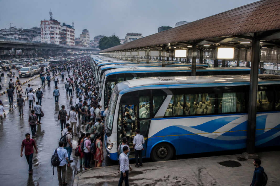 Mahalaya Amavasya special buses at a Chennai intercity bus terminus