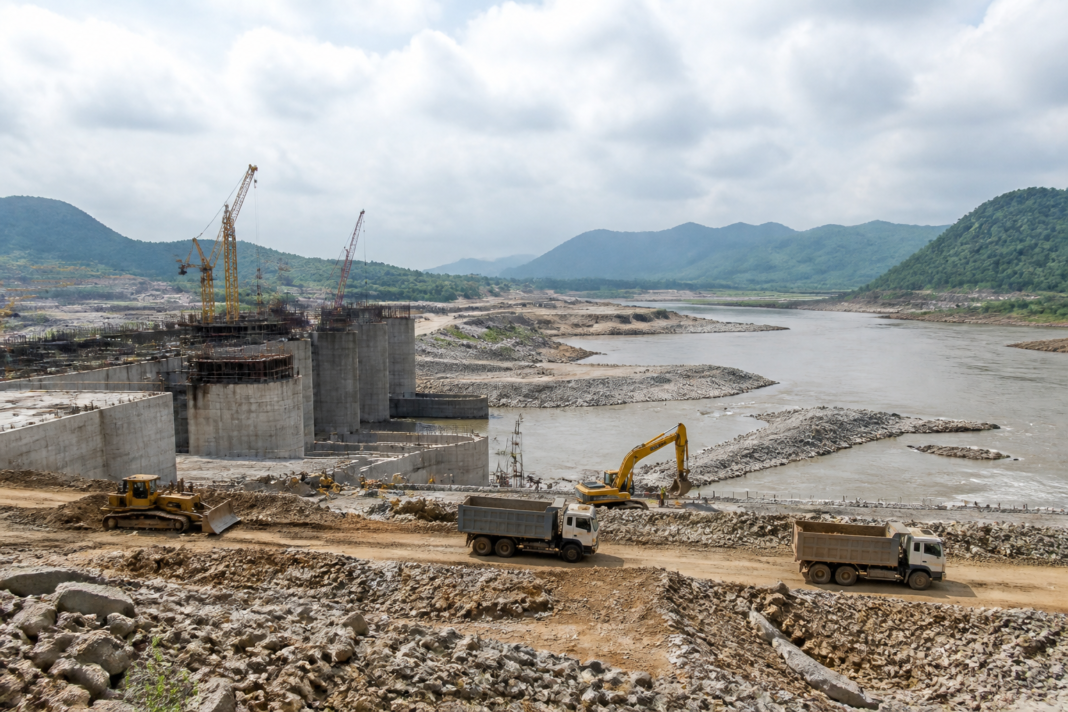 Polavaram project construction works on the Godavari in Andhra Pradesh
