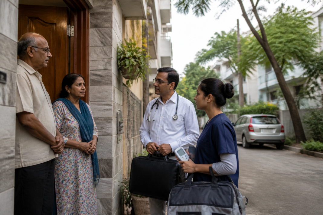 Bengaluru cancer palliative care team visiting a patient at home