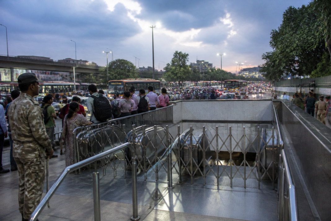 Delhi Metro station closures affecting commuters at a central Delhi station