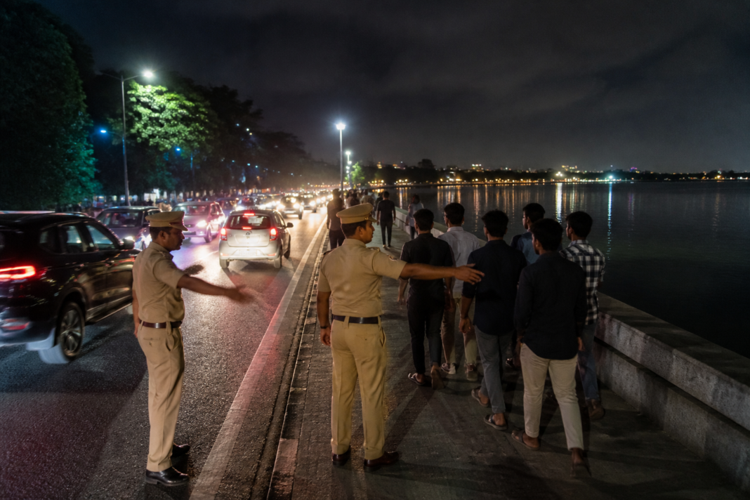 Hyderabad Tank Bund road near the promenade, linked to a police warning on birthday celebrations