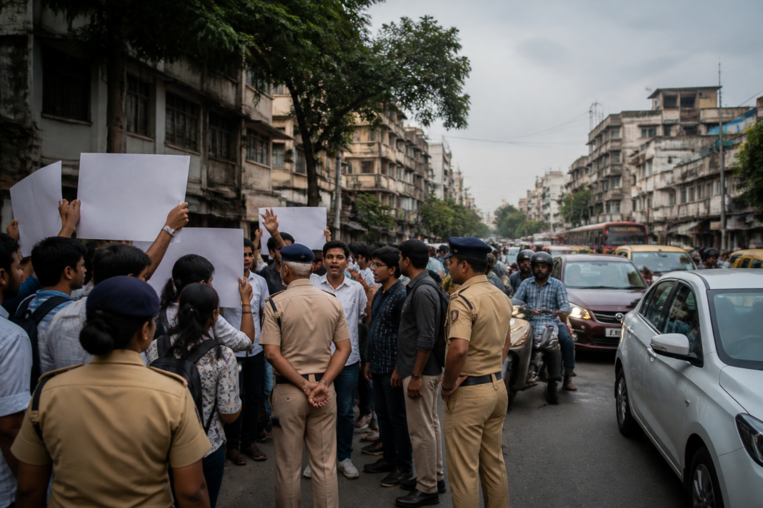 Pune MPSC protest outside Indulal Complex as police investigate alleged traffic obstruction on Shastri Road