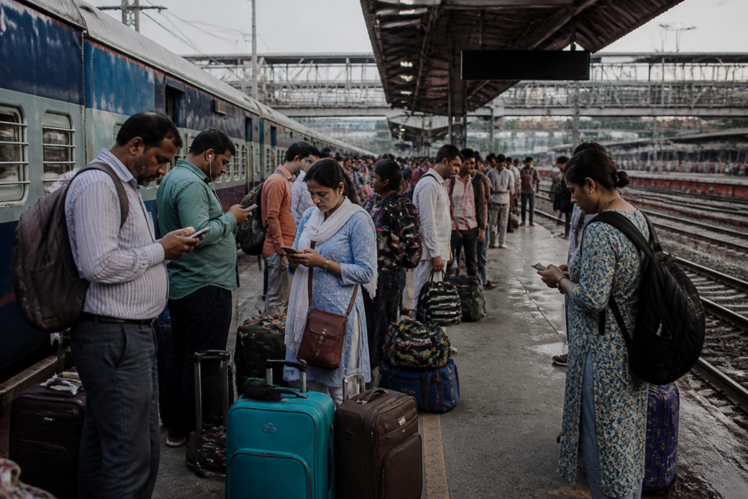 Delhi train cancellations affecting long-distance trains at a busy railway station