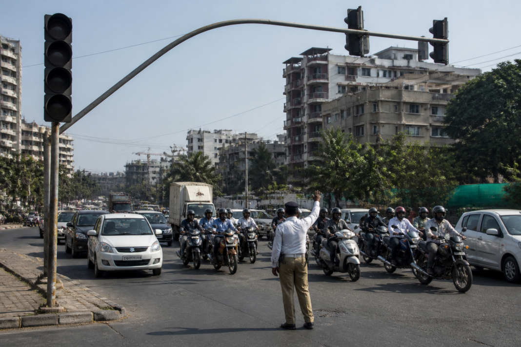 Pune traffic signals stopped working during electricity meter installation work.