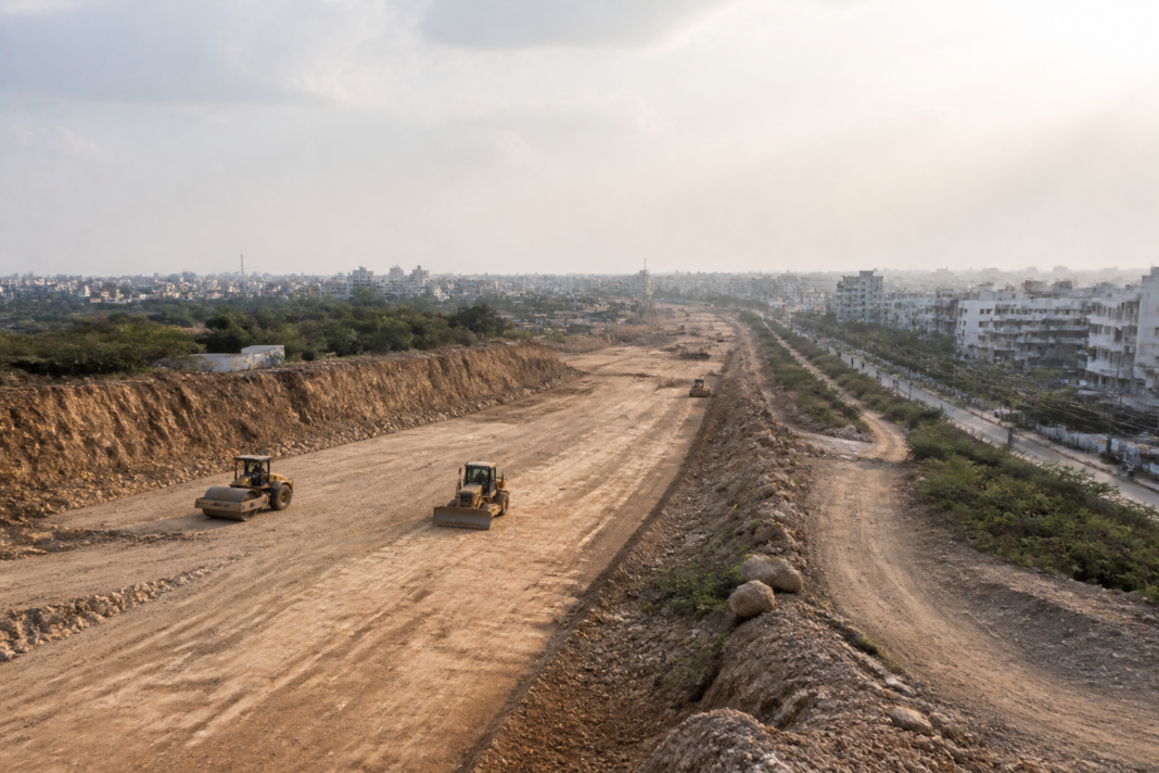 Radial Road-2 Hyderabad route near Kothwalguda and the Outer Ring Road