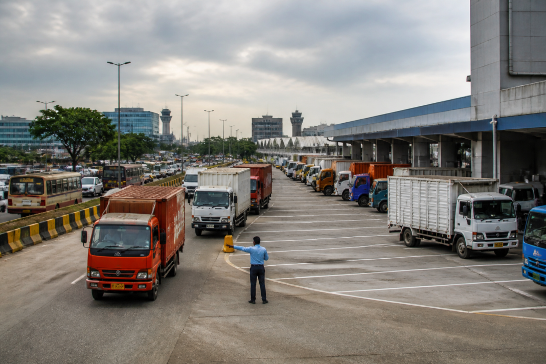 Chennai airport cargo parking land near Meenambakkam being prepared for goods carriers