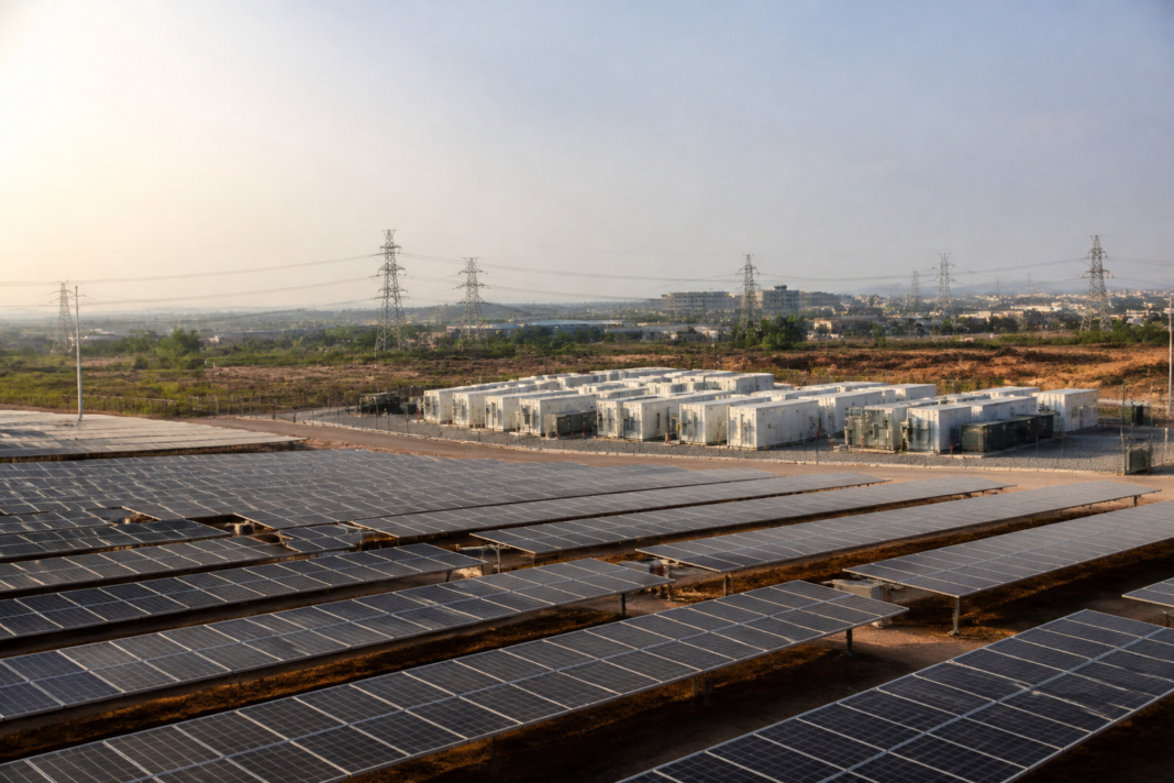 Telangana solar power project with battery storage supporting the state electricity grid