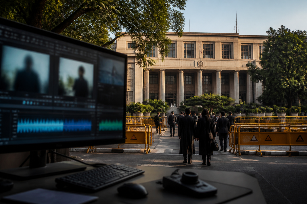Delhi High Court AI deepfake order represented by a digital identity protection graphic